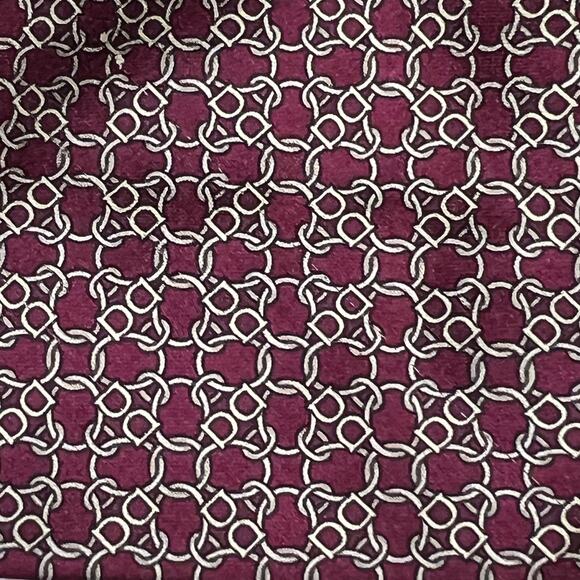 Luca Franzini Tie Rack Necktie Mens Burgundy Silk Geo Chain Link Business Formal - Picture 3 of 7
